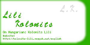 lili kolonits business card